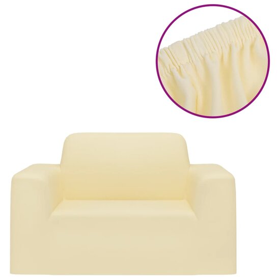 Bankhoes stretch polyester jersey cr&egrave;mekleurig