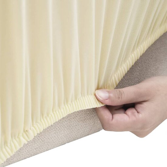 Bankhoes stretch polyester jersey cr&egrave;mekleurig