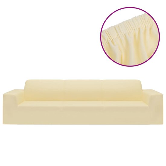 Vierzitsbankhoes stretch polyester jersey cr&egrave;mekleurig