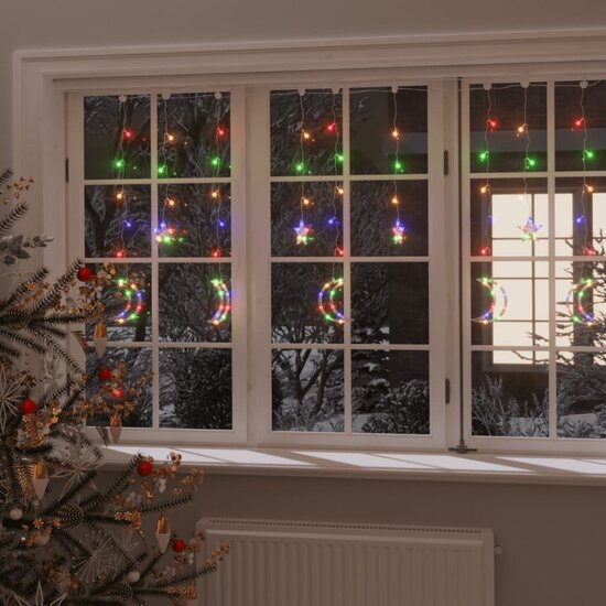 Lichtslinger Ster En Maan &#039;S Meerkleurig 138 led kleurrijk