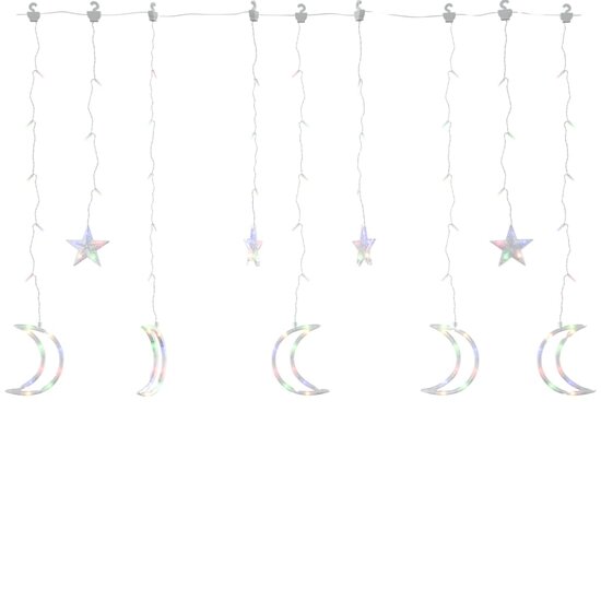 Lichtslinger Ster En Maan &#039;S Meerkleurig 138 led kleurrijk