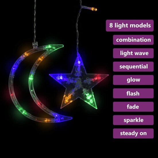 Lichtslinger Ster En Maan &#039;S Meerkleurig 138 led kleurrijk