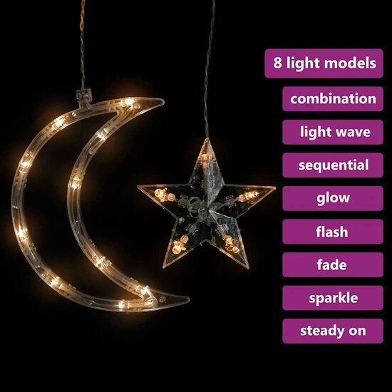 Lichtslinger ster en maan afstandsbediening 345 LED&#039;s warmwit
