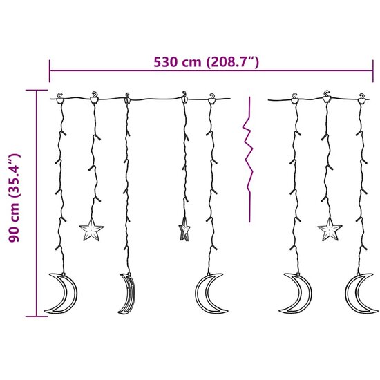 Lichtslinger ster en maan 345 LED&#039;s meerkleurig
