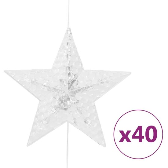 Lichtsnoergordijn sterren met 200 LED&#039;s en 8 functies warmwit