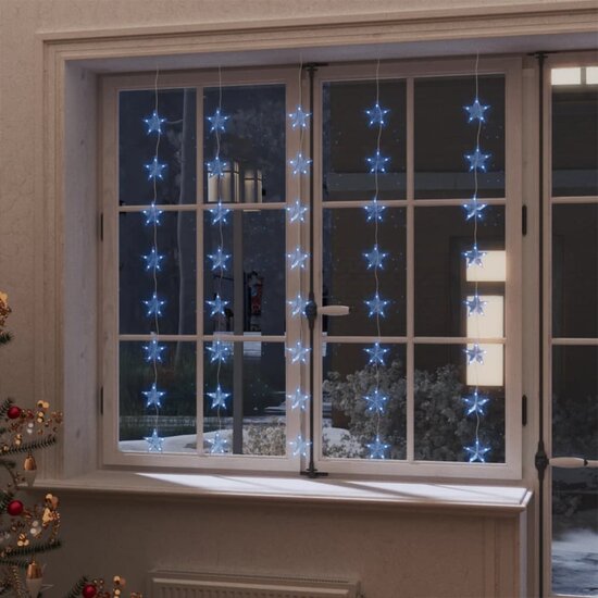 Lichtsnoergordijn Sterren Met 200 Led&#039;s En 8 Functies Blauw