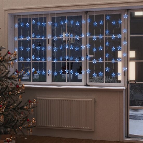 Lichtsnoergordijn sterren met 500 LED&#039;s en 8 functies blauw
