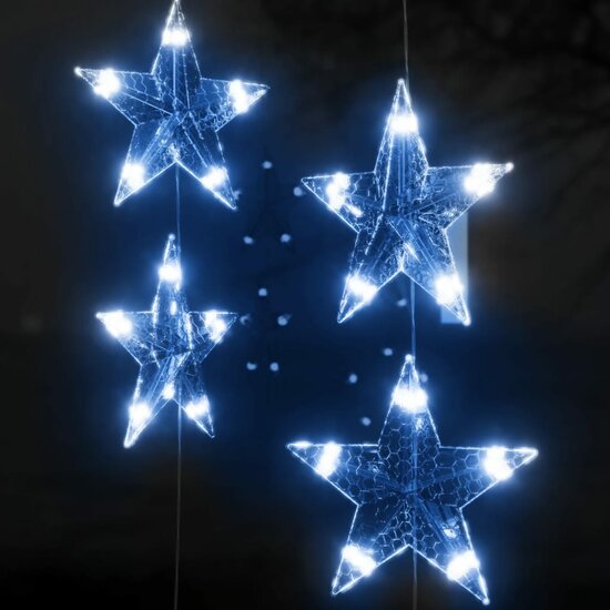 Lichtsnoergordijn sterren met 500 LED&#039;s en 8 functies blauw
