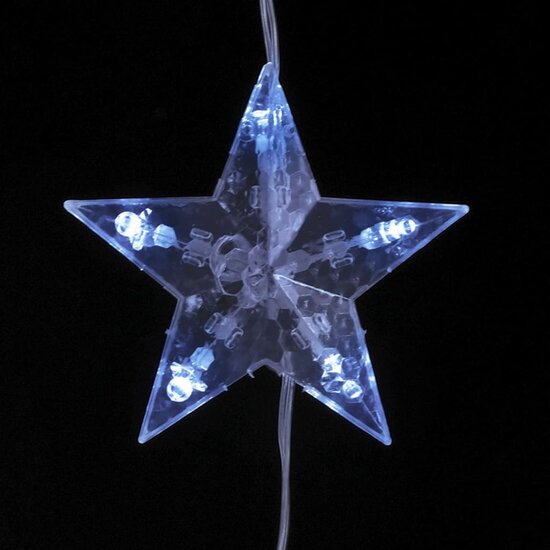 Lichtsnoergordijn sterren met 500 LED&#039;s en 8 functies blauw