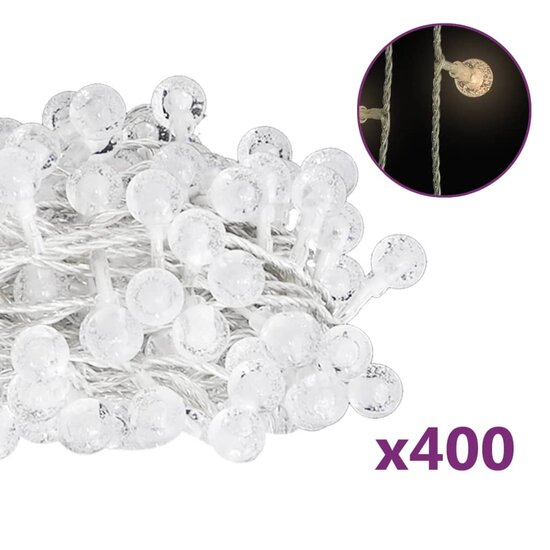 Lichtsnoer met 400 LED&#039;s 8 functies warmwit 40 m