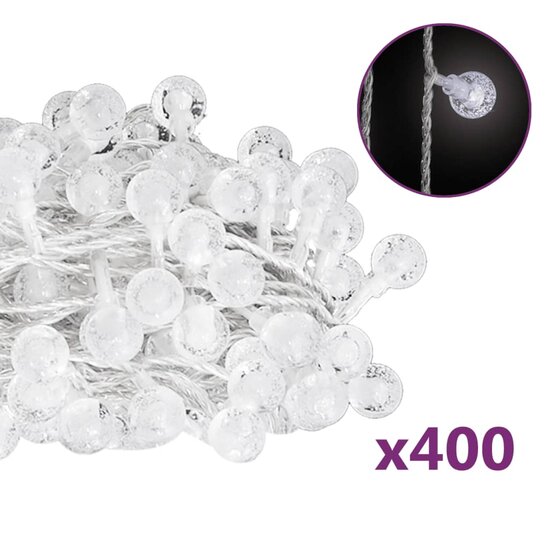 Lichtsnoer met 400 LED&#039;s 8 functies koudwit 40 m