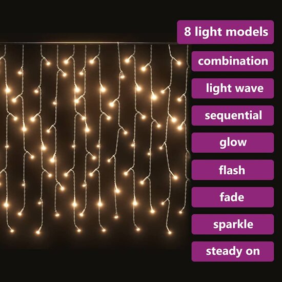 Lichtgordijn Met 400 Led&#039;s En 8 Functies 10 M Warmwit