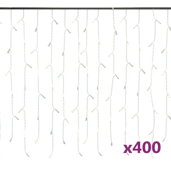 Lichtgordijn met 400 LED&#039;s en 8 functies 10 m koudwit