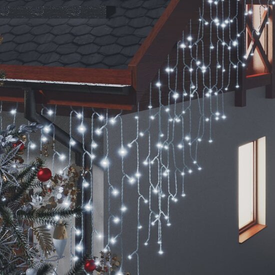 Lichtgordijn met 400 LED&#039;s en 8 functies 10 m koudwit