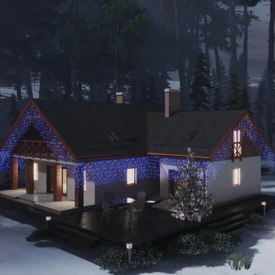 Lichtgordijn met 400 LED&#039;s en 8 functies 10 m blauw