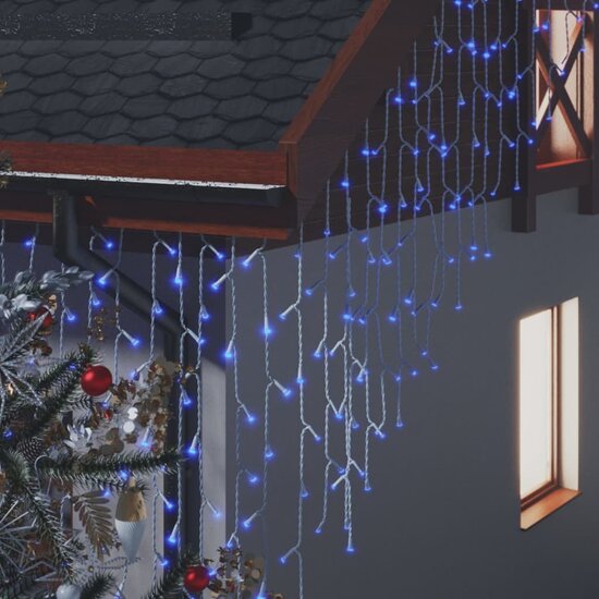 Lichtgordijn met 400 LED&#039;s en 8 functies 10 m blauw