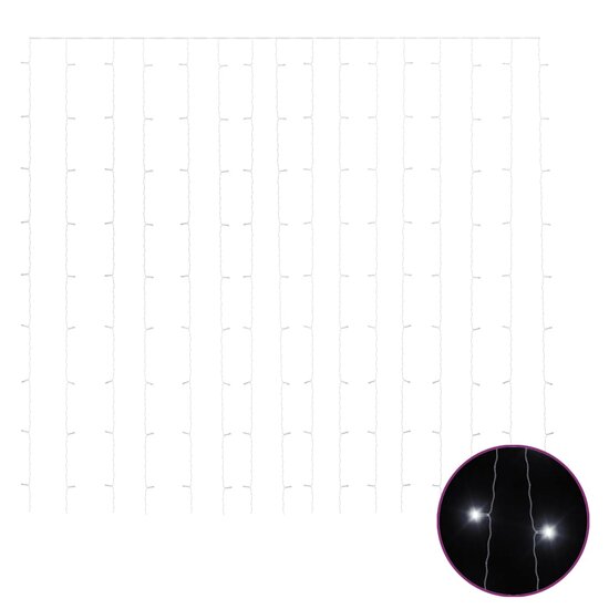 Lichtsnoergordijn Met 300 Led&#039;s En 8 Functies 3X3 M Koudwit