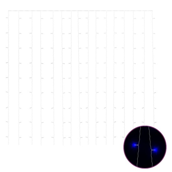 Lichtsnoergordijn met 300 LED&#039;s en 8 functies 3x3 m blauw
