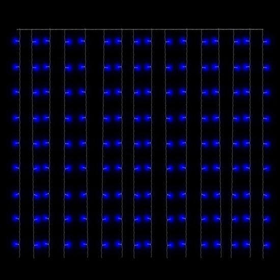 Lichtsnoergordijn met 300 LED&#039;s en 8 functies 3x3 m blauw