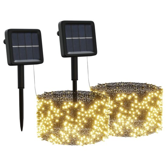Lichtsnoeren 2 st met 2x200 LED&#039;s solar binnen/buiten warmwit