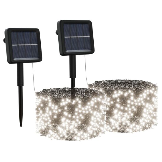 Lichtsnoeren 2 st met 2x200 LED&#039;s solar binnen/buiten koudwit