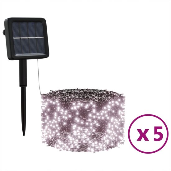 5 st Lichtslinger met 200 LED&#039;s solar binnen/buiten warmwit