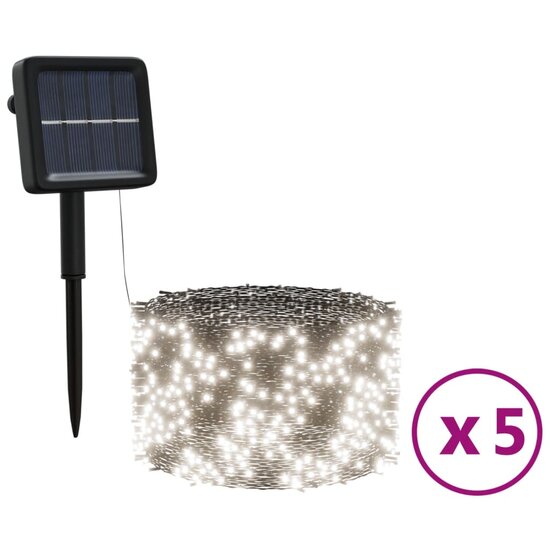 5 st Lichtslinger met 200 LED&#039;s solar binnen/buiten koudwit