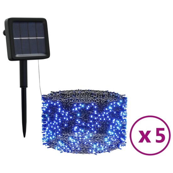 5 st Lichtslinger met 200 LED&#039;s solar binnen/buiten blauw