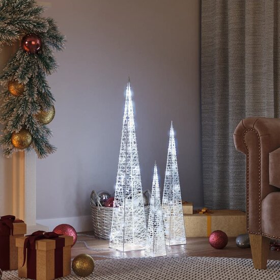 Lichtkegelset Decoratief Led Acryl 1 30/45/60 cm Koudwit
