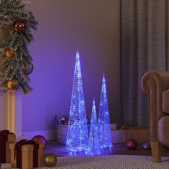 Lichtkegelset Decoratief Led Acryl 1 30/45/60 cm Blauw