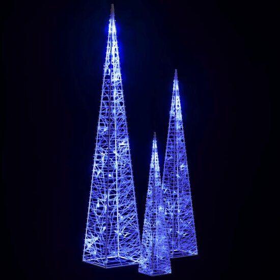 Lichtkegelset Decoratief Led Acryl 1 30/45/60 cm Blauw