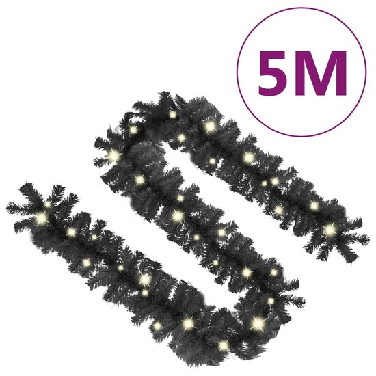 Kerstslinger met LED-lampjes 5 m zwart