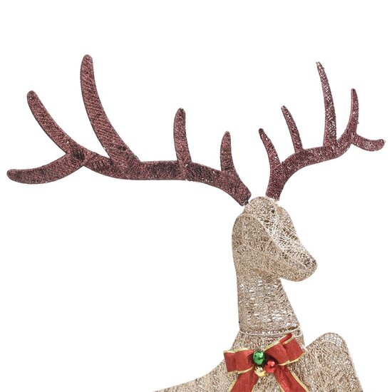 Kerstversiering vliegend rendier warmwit 120 LED&#039;s goudkleurig