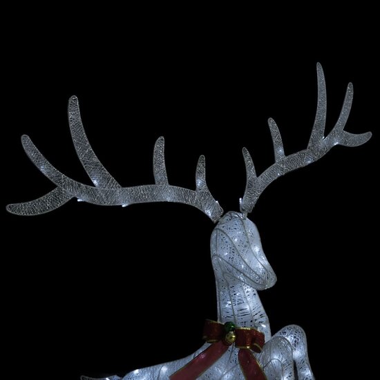 Kerstversiering vliegend rendier koudwit 120 LED&#039;s wit