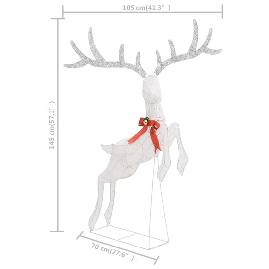 Kerstversiering vliegend rendier koudwit 120 LED&#039;s wit