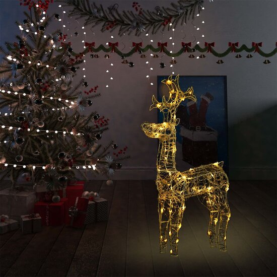 Kerstversiering rendier 90 LED&#039;s 60x16x100 cm acryl