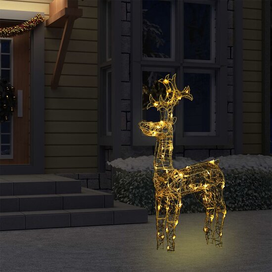 Kerstversiering rendier 90 LED&#039;s 60x16x100 cm acryl