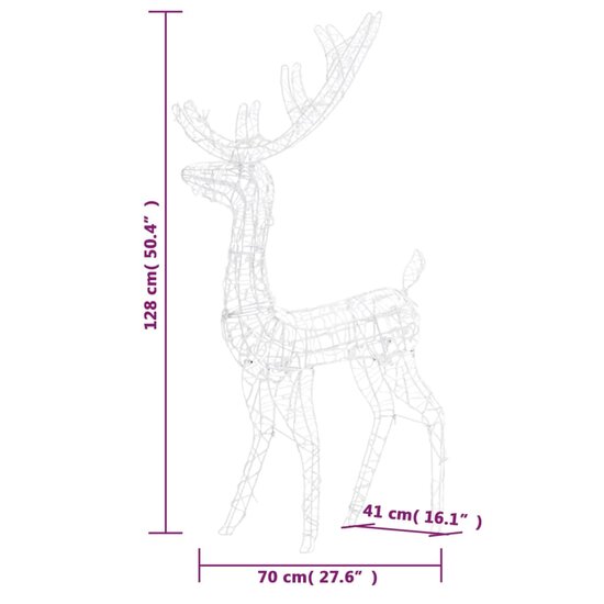 Kerstversiering Rendier 140 Led&#039;s 120 Cm Acryl Meerkleurig Multikleur 70 x 41 x 120 cm
