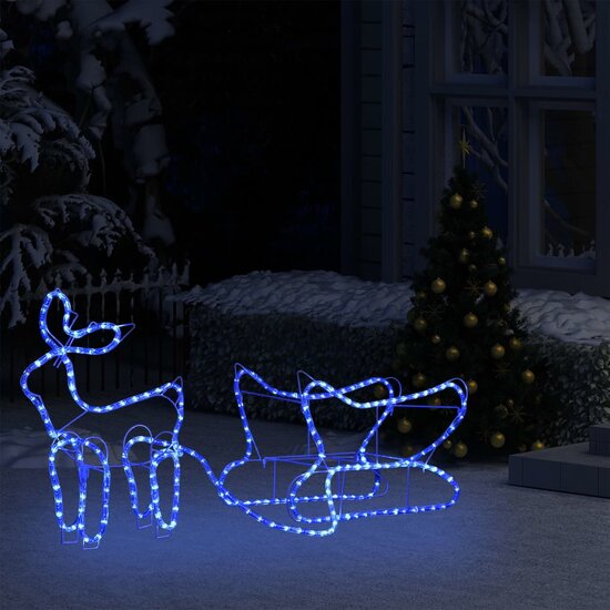 Kerstdecoratie Rendier En Slee 252 Led&#039;s 1 Blauw