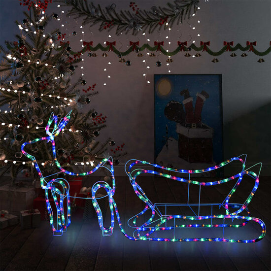 Kerstdecoratie Rendier En Slee 252 Led&#039;s 1 Multikleur