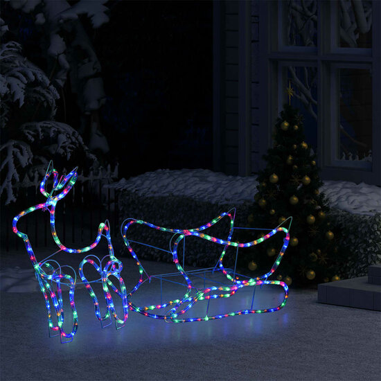 Kerstdecoratie Rendier En Slee 252 Led&#039;s 1 Multikleur