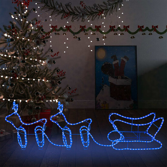 Buitenkerstversiering Rendier En Slee 576 Led&#039;s 1 Blauw