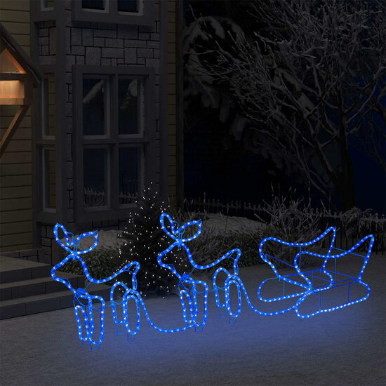 Buitenkerstversiering Rendier En Slee 576 Led&#039;s 1 Blauw
