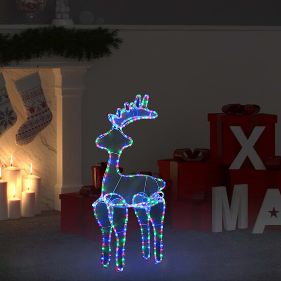 Kerstversiering Rendier Met Mesh 306 Led&#039;s 60X24X89 Cm Multikleur