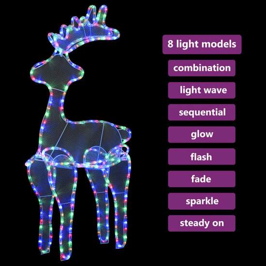Kerstversiering Rendier Met Mesh 306 Led&#039;s 60X24X89 Cm Multikleur