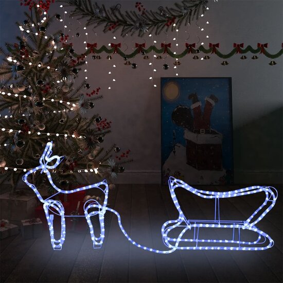 Kerstdecoratie Rendier En Slee 252 Led&#039;s 1 Koudwit