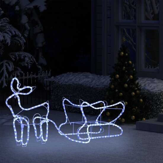 Kerstdecoratie Rendier En Slee 252 Led&#039;s 1 Koudwit