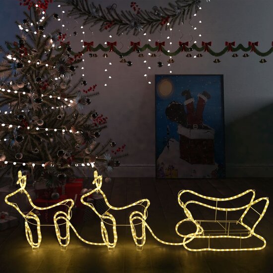 Kerstdecoratie Rendieren En Slee 576 Led&#039;s 1 Warmwit