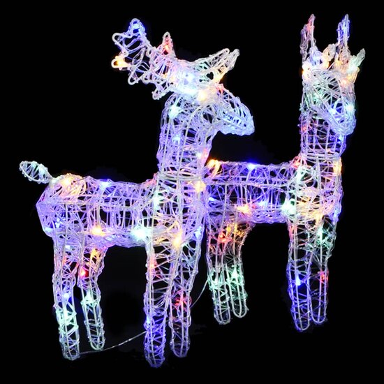 Kerstrendieren 2 st 80 LED&#039;s acryl meerkleurig