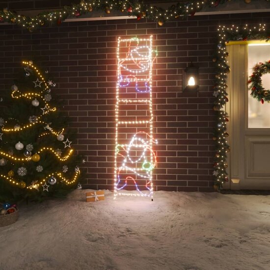 Kerstfiguur Kerstman Op Ladder Opvouwbaar 552 Led&#039;s 50X200 Cm